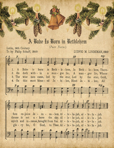 A Babe is Born in Bethlehem Vintage Music - Digital Download