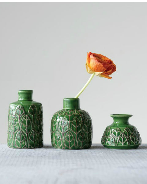 Emerald Vase Trio