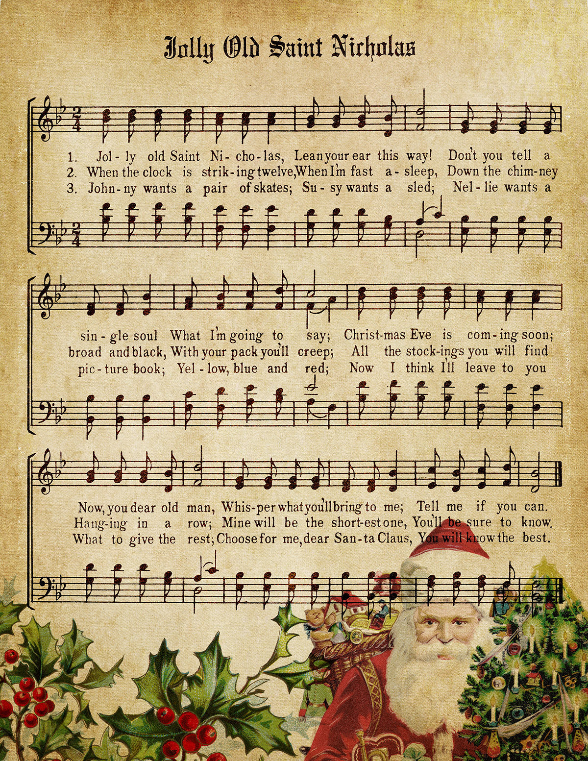 Jolly Old Saint Nicholas Vintage Music - Digital Download